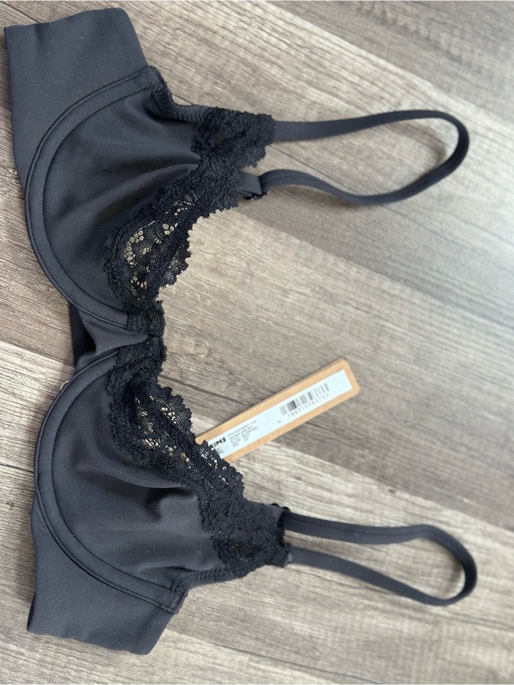SKIMS Black Lace-Trim Soft Cup Bralette